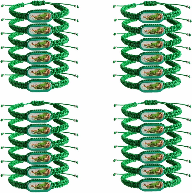 Bovemee 24PCS Virgin Mary Bracelets，Green Saint Jude bracelet Rosary Handmade Mexican bracelets,Virgen de Guadalupe Bracelet San Judas Tadeo Gift For Men Women - Image 1